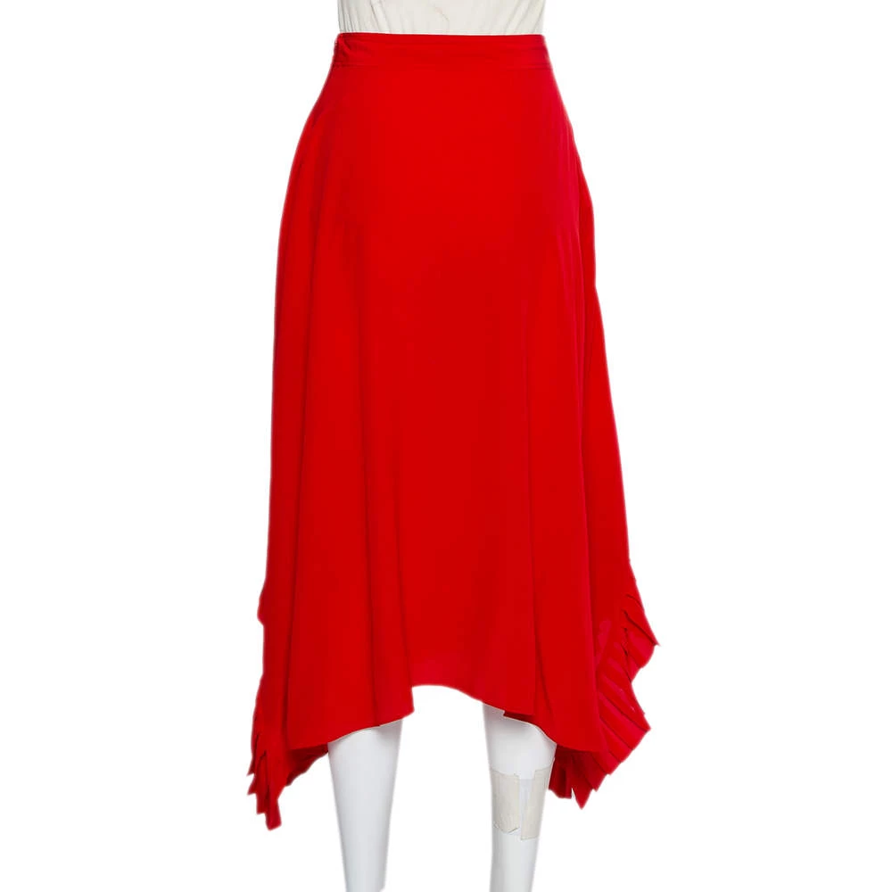Stella McCartney Red Silk Ruffle Detail Ashlyn Midi Skirt S For Women 5 Stella McCartney Red Silk Ruffle Detail Ashlyn Midi Skirt S For Women - Image 3