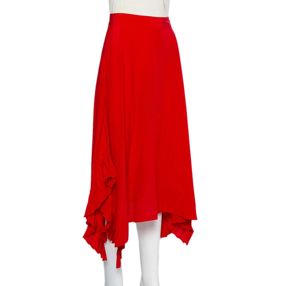Stella McCartney Red Silk Ruffle Detail Ashlyn Midi Skirt S For Women 4 Stella McCartney Red Silk Ruffle Detail Ashlyn Midi Skirt S For Women - Image 2