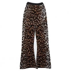 Stella McCartney Brown Leopard Print Jacquard Bootcut Cropped Pants XS For Women -Stella McCartney Sales luxury women stella mccartney used clothes p459066 006