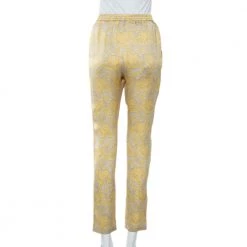 Stella McCartney Yellow Floral Printed Silk Tapered Pants S For Women -Stella McCartney Sales luxury women stella mccartney used clothes p461485 006