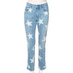 Stella McCartney Blue Denim Star Printed Denim Boyfriend Jeans M For Women