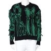 Stella McCartney Black & Green Jacquard Knit Crewneck Sweater S For Women