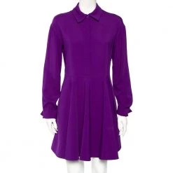 Stella McCartney Violet Crepe Long Sleeve Flared Dress S For Women