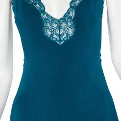 Stella McCartney Teal Green Crepe Lace Trim Detail Sleeveless Trail Gown M For Women -Stella McCartney Sales luxury women stella mccartney used clothes p482402 004