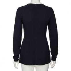 Stella McCartney Navy Blue Cady Long Sleeve Peplum Blouse S For Women -Stella McCartney Sales luxury women stella mccartney used clothes p491154 001