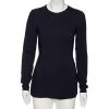 Stella McCartney Navy Blue Cady Long Sleeve Peplum Blouse S For Women