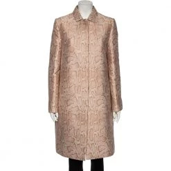 Stella McCartney Blush Pink Snakeskin Jacquard Patterned Kevin Coat M For Women