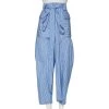 Stella McCartney Blue Striped Cotton Belted Poplin Pants L For Women