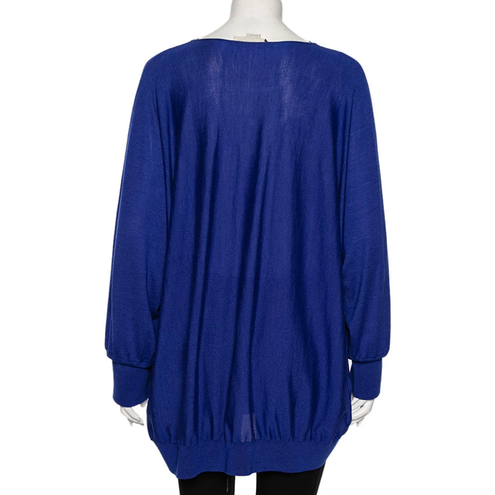 Stella McCartney Blue Wool Ribbed Sleeve Detailed Round Neck Sweater M For Women 5 Stella McCartney Blue Wool Ribbed Sleeve Detailed Round Neck Sweater M For Women - Image 3