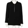 Stella McCartney Black Crepe Zip Detail Long Sleeve Arlesa Blouse L For Women