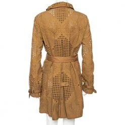 Stella McCartney Brown Eyelet Embroidered Cotton Belted Trench Coat M For Women -Stella McCartney Sales luxury women stella mccartney used clothes p508487 005