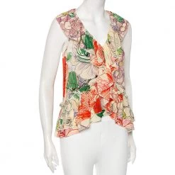 Stella McCartney Multicolored Floral Printed Silk Ruffled Sleeveless Top S For Women -Stella McCartney Sales luxury women stella mccartney used clothes p525226 001