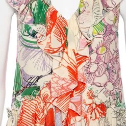 Stella McCartney Multicolored Floral Printed Silk Ruffled Sleeveless Top S For Women -Stella McCartney Sales luxury women stella mccartney used clothes p525226 008