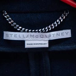 Stella McCartney Navy Blue Wool Logo Trim Detailed Zip Front Cape S For Women -Stella McCartney Sales luxury women stella mccartney used clothes p529226 008