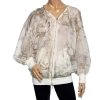 Stella McCartney Cream & Gold Foil Printed Cotton Draped Lightweight Bomber Jacket S For Women