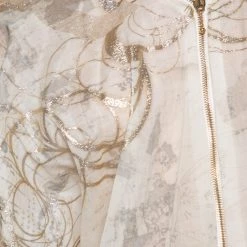 Stella McCartney Cream & Gold Foil Printed Cotton Draped Lightweight Bomber Jacket S For Women 11 Stella McCartney Cream & Gold Foil Printed Cotton Draped Lightweight Bomber Jacket S For Women -Stella McCartney Sales luxury women stella mccartney used clothes p531539 006