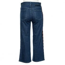 Stella McCartney Blue Denim SM Trim Detailed Cropped Jeans S For Women -Stella McCartney Sales luxury women stella mccartney used clothes p531601 001