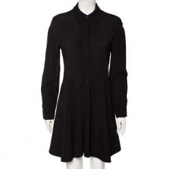 Stella McCartney Black Crepe Long Sleeve Flared Dress S For Women