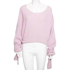 Stella McCartney Lilac Cashmere Knit Tie Detail Asymmetrical Sweater S For Women
