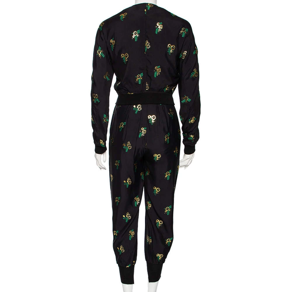 Stella McCartney Black Fil Coupe Rib Knit Trimmed Jacket & Pant Set XXS For Women 5 Stella McCartney Black Fil Coupe Rib Knit Trimmed Jacket & Pant Set XXS For Women - Image 3