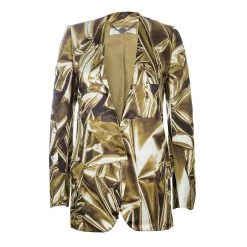 Stella McCartney Gold Print Blazer XS For Women