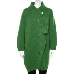 Stella McCartney Green Wool Knit Oversized Coat M For Women