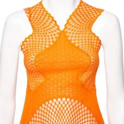 Stella McCartney Orange Lace & Mesh Inset Sleeveless Maxi Dress XS For Women -Stella McCartney Sales luxury women stella mccartney used clothes p563327 003