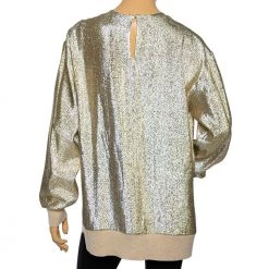 Stella McCartney Metallic Silk & Wool Trimmed Top S For Women -Stella McCartney Sales luxury women stella mccartney used clothes p566238 003