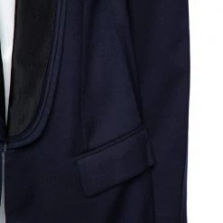 Stella McCartney Navy Blue Wool Contrast Lapel Detailed Mathilda Blazer L For Women -Stella McCartney Sales luxury women stella mccartney used clothes p567729 002