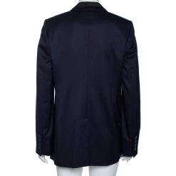 Stella McCartney Navy Blue Wool Contrast Lapel Detailed Mathilda Blazer L For Women -Stella McCartney Sales luxury women stella mccartney used clothes p567729 004
