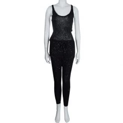 Stella McCartney Black Sequin Embellished Knit Racer Back Jumpsuit S For Women -Stella McCartney Sales luxury women stella mccartney used clothes p57347 002