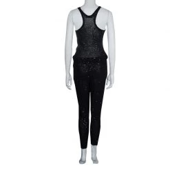 Stella McCartney Black Sequin Embellished Knit Racer Back Jumpsuit S For Women -Stella McCartney Sales luxury women stella mccartney used clothes p57347 003