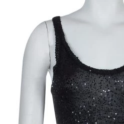 Stella McCartney Black Sequin Embellished Knit Racer Back Jumpsuit S For Women -Stella McCartney Sales luxury women stella mccartney used clothes p57347 005