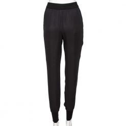 Stella McCartney Black Crepe & Rib Knit Hem Detail Pants M For Women -Stella McCartney Sales luxury women stella mccartney used clothes p574292 001