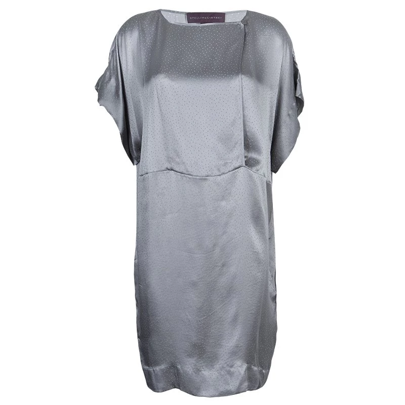 Stella McCartney Grey Silk Dotted Dress M For Women 3 Stella McCartney Grey Silk Dotted Dress M For Women