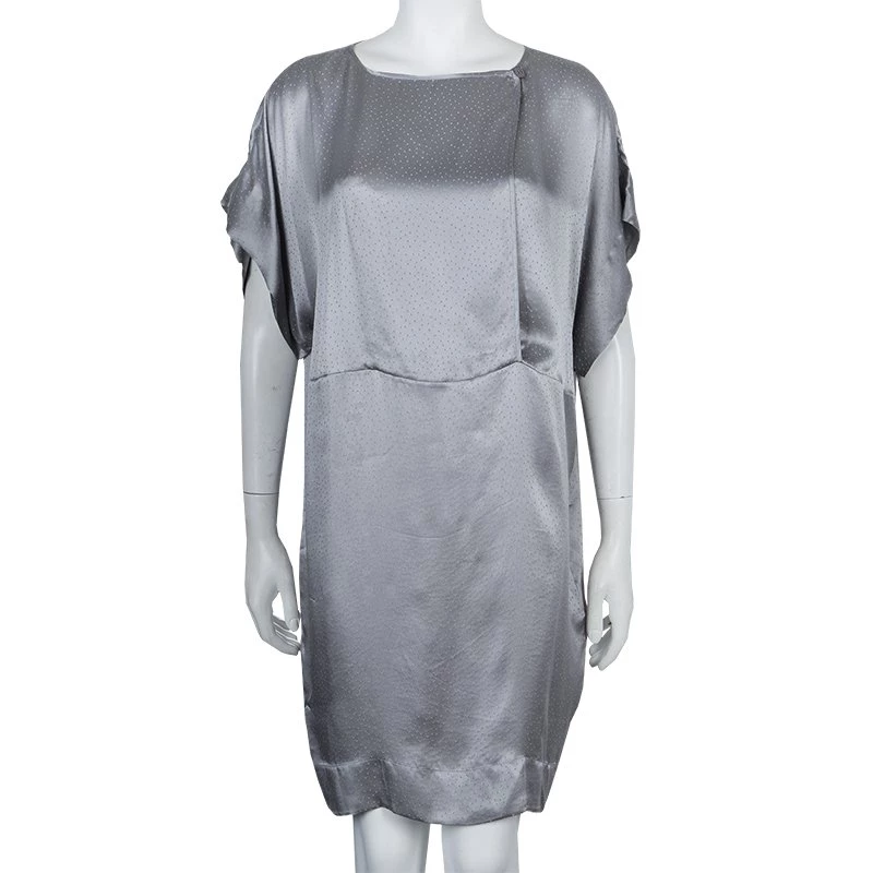 Stella McCartney Grey Silk Dotted Dress M For Women 4 Stella McCartney Grey Silk Dotted Dress M For Women - Image 2