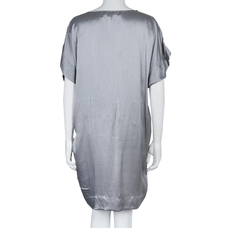 Stella McCartney Grey Silk Dotted Dress M For Women 5 Stella McCartney Grey Silk Dotted Dress M For Women - Image 3