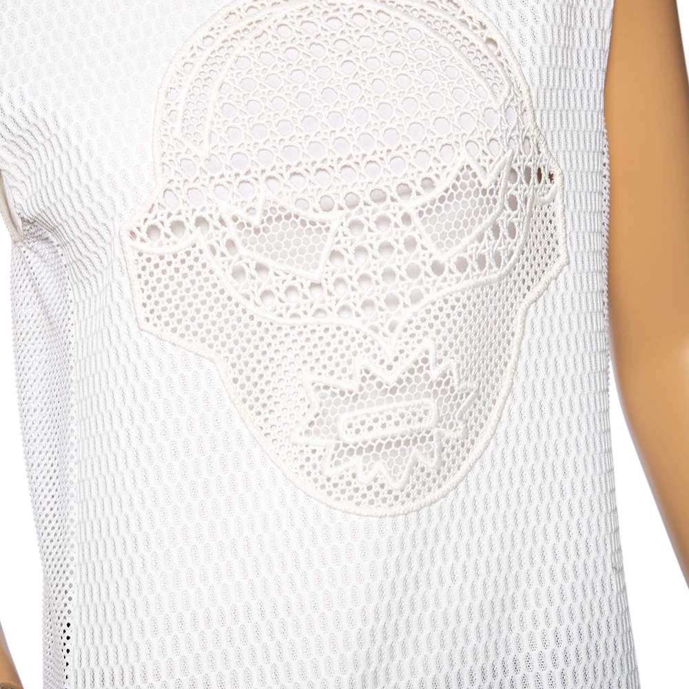Stella McCartney White & Cream Mesh Sleeveless Crewneck Top S For Women 6 Stella McCartney White & Cream Mesh Sleeveless Crewneck Top S For Women - Image 4