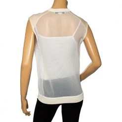 Stella McCartney White & Cream Mesh Sleeveless Crewneck Top S For Women 10 Stella McCartney White & Cream Mesh Sleeveless Crewneck Top S For Women -Stella McCartney Sales luxury women stella mccartney used clothes p576835 004