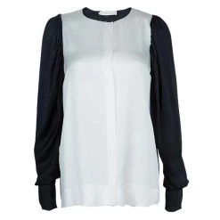 Stella McCartney Monochrome Gathered Sleeve Silk Blouse M For Women