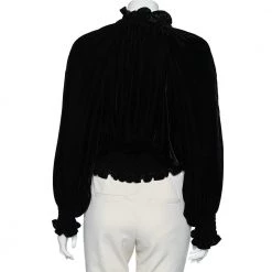 Stella McCartney Black Velvet Ruffled Bomber Jacket S For Women 10 Stella McCartney Black Velvet Ruffled Bomber Jacket S For Women -Stella McCartney Sales luxury women stella mccartney used clothes p589297 001