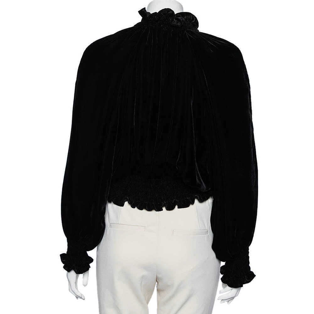 Stella McCartney Black Velvet Ruffled Bomber Jacket S For Women 5 Stella McCartney Black Velvet Ruffled Bomber Jacket S For Women - Image 3