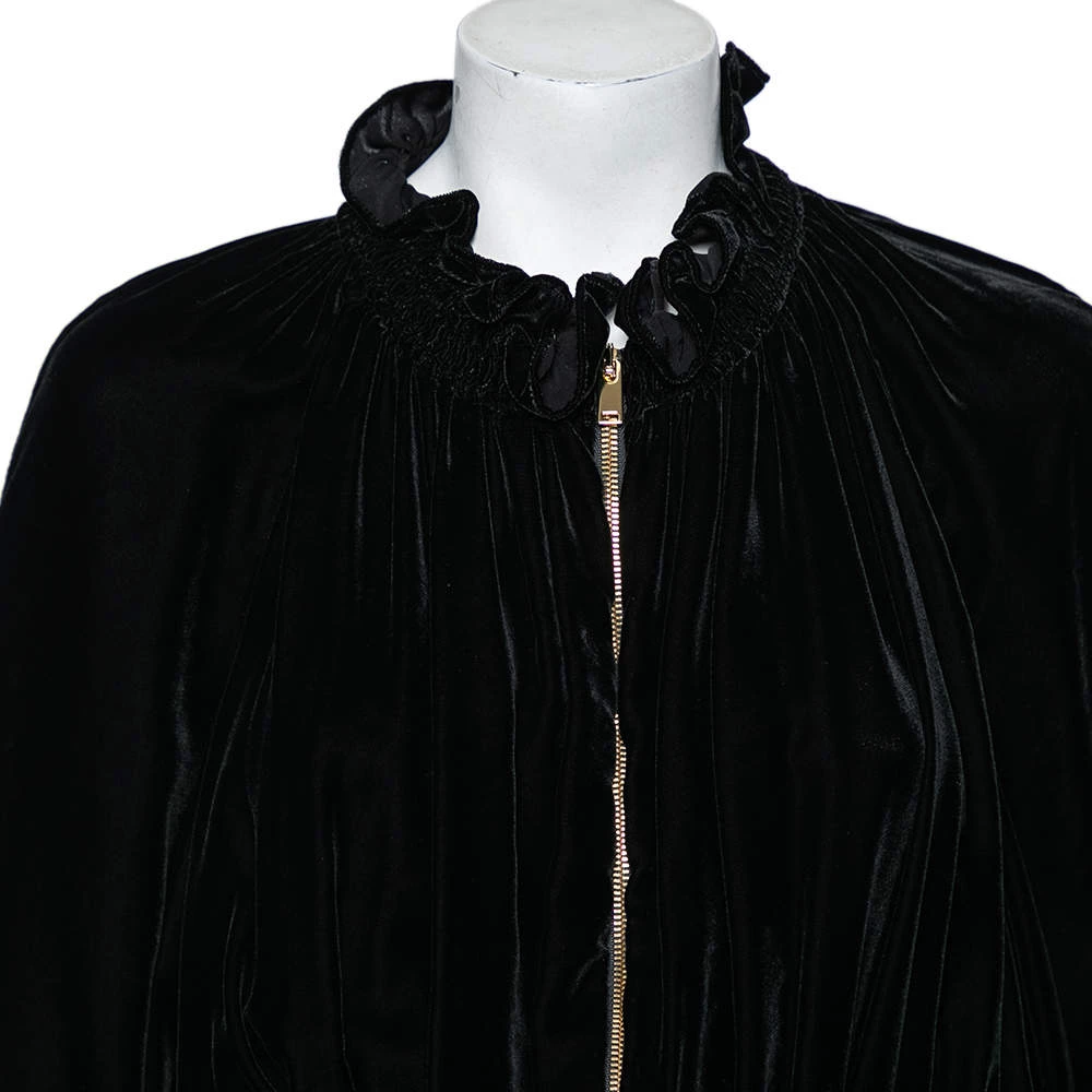 Stella McCartney Black Velvet Ruffled Bomber Jacket S For Women 6 Stella McCartney Black Velvet Ruffled Bomber Jacket S For Women - Image 4