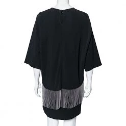 Stella McCartney Black Crepe Beaded Fringe Embellished Layered Dress M For Women -Stella McCartney Sales luxury women stella mccartney used clothes p589335 002