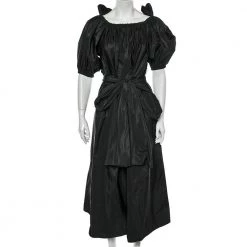 Stella McCartney Black Synthetic Silk Belted Midi Dress M For Women