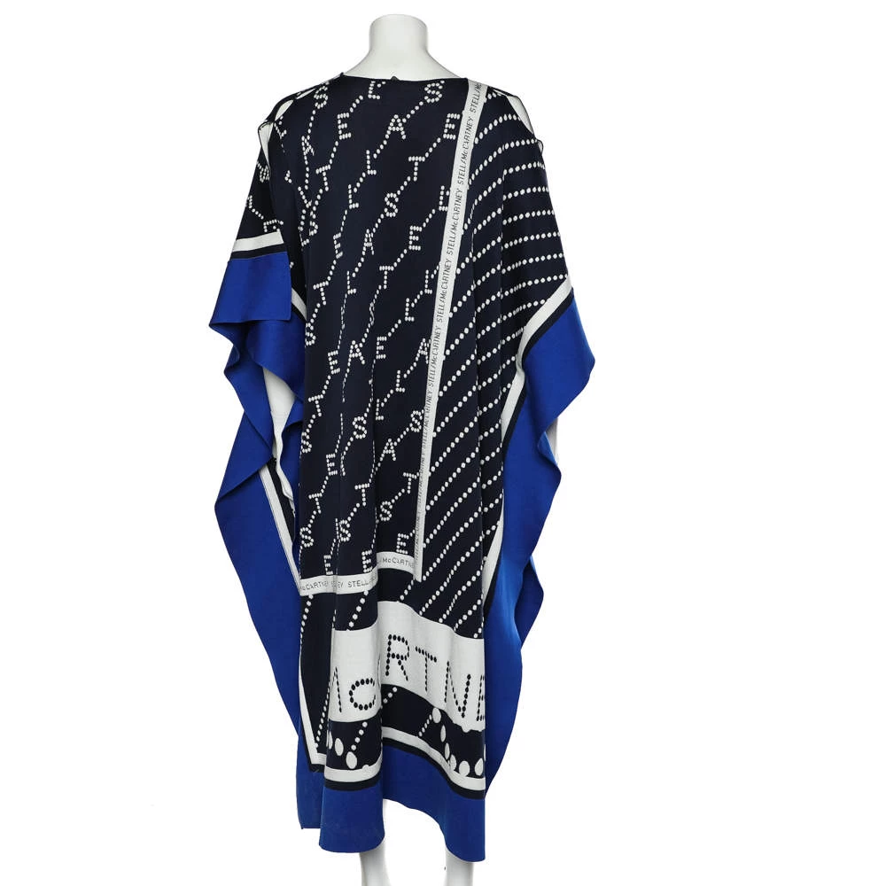 Stella McCartney Navy Blue Logo Intarsia Knit Long Poncho S For Women 5 Stella McCartney Navy Blue Logo Intarsia Knit Long Poncho S For Women - Image 3