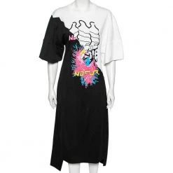 Stella McCartney Monochrome Cotton Printed Sweatshirt Dress M For Women
