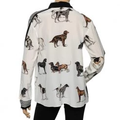 Stella McCartney Monochrome Silk Crepe De Chine Dog Printed Shirt S For Women -Stella McCartney Sales luxury women stella mccartney used clothes p591897 003