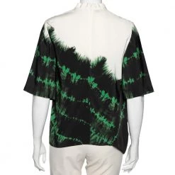 Stella McCartney Black Tie-Dye Printed Silk Asymmetrical Draped Blouse M For Women -Stella McCartney Sales luxury women stella mccartney used clothes p592021 003