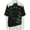 Stella McCartney Black Tie-Dye Printed Silk Asymmetrical Draped Blouse M For Women